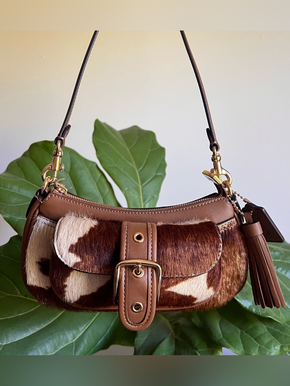 NWT Coach! Ashton Mini Shoulder Bag
In Haircalf With Cow Print - Picture 6 of 9